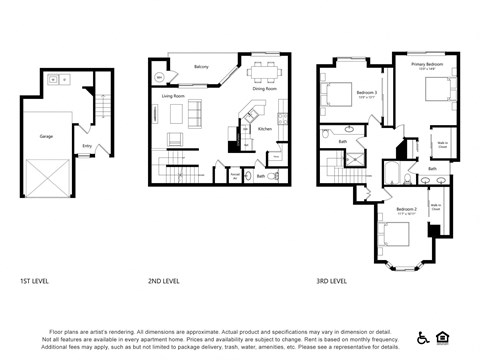 Floor plan for 3 beds, 2.5 baths, 1873 sqft